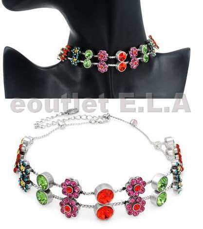 PILGRIM- RAINBOW CRYSTALS 2-ROW CHOKER NECKLACE